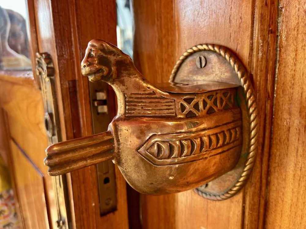 brass detail on historic ship