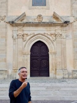 Our local guide Gianluca telling us about Santa Severina's cathedral Calabria Cultural Tour