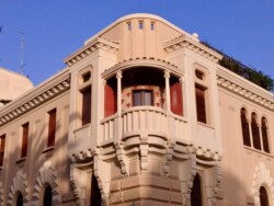 Detail of a mansion on Reggio's waterfront Liberty style architecture