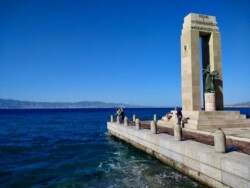 Statue of Athena in homage to Victor Emmanuel III on the waterfront in Reggio Calabria highlights of Calabria
